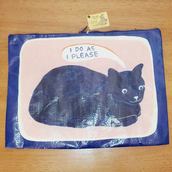 Blue Q Handbags - Blue Q JUMBO CAT Zipper Pouch "I Do As I Please" Post Consumer 13" Organizer Bag